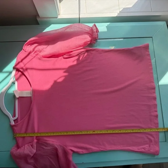 H&M Pink Ruffled Puff Sleeve Blouse Women’s M Streetwear Casual - Picture 8 of 11